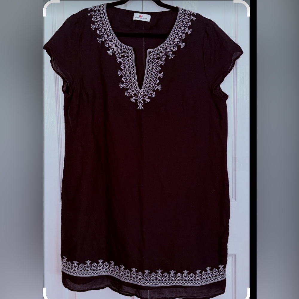 VINEYARD VINES WOMENS DRESS “HOLIDAY”, BLACK LINEN, . see measurements